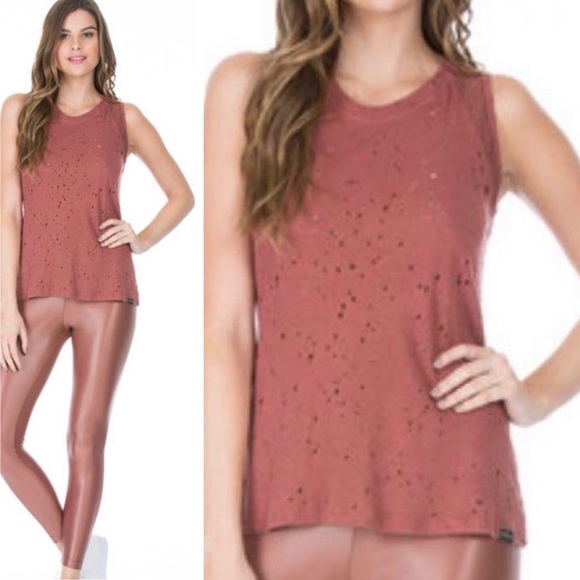 Koral Activewear Chord open back distressed tank top in sandstone size S small - Picture 2 of 11